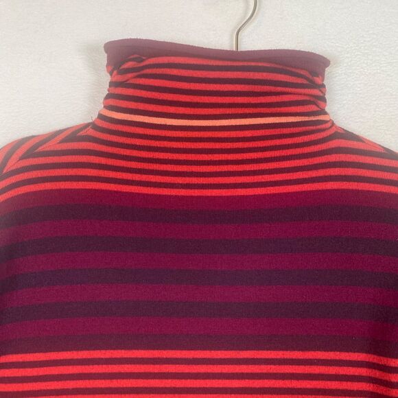 Duluth Trading Co. Women’s Striped Mock Neck Long Sleeve Shirt CoolMax Blend - Picture 5 of 9